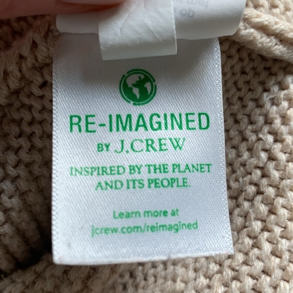 J crew oatmeal turtleneck sweater size large cotton/poly/ merino wool blend - Picture 7 of 8